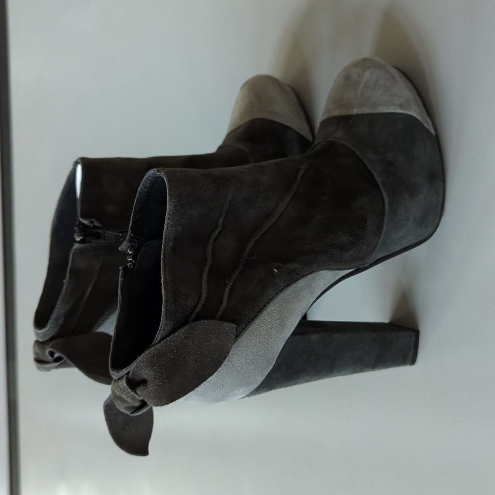 Gray suede booties